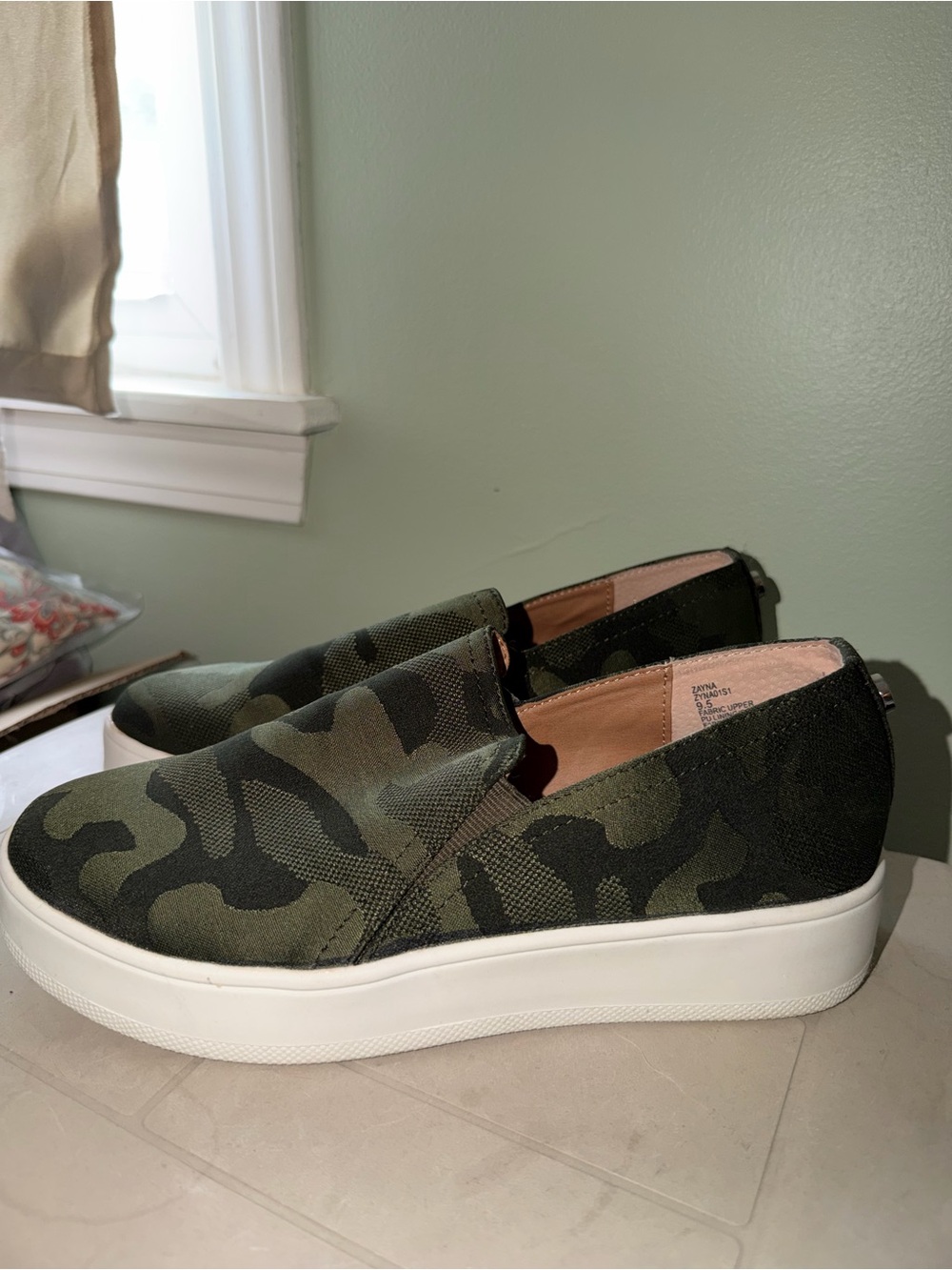 Steve Madden Women's Camo Slip-On Flats in Olive Green and Black